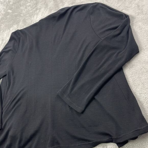 Eileen Fisher XL 100% Wool Black Open Drape Cardigan Sweater - Picture 12 of 16